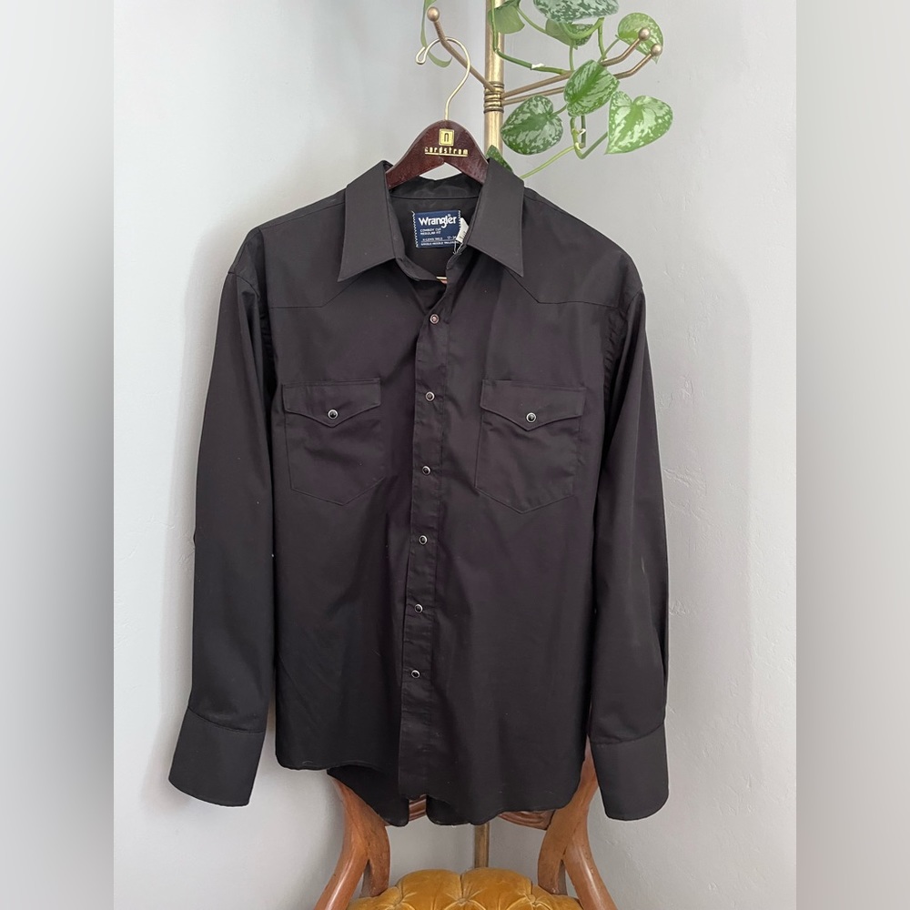 Wrangler Snap Button Black Shirt ~ XL